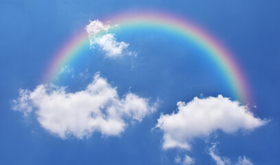 Fantasy magical landscape the rainbow on sky abstract with a pastel colored background and...