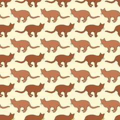 Brown Cats Seamless Pattern
