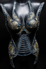 Gorgeous silver corset with precious stones