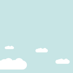 Sky background with white clouds, vector illustration