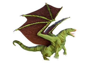 Fototapeta premium 3D Rendering Fairy Tale Dragon on White