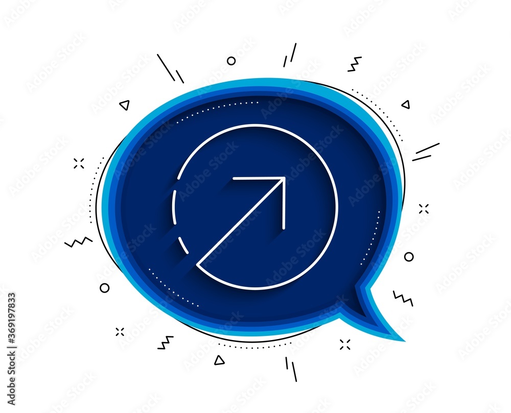 Poster direction arrow line icon. chat bubble with shadow. arrowhead symbol. navigation pointer sign. thin 