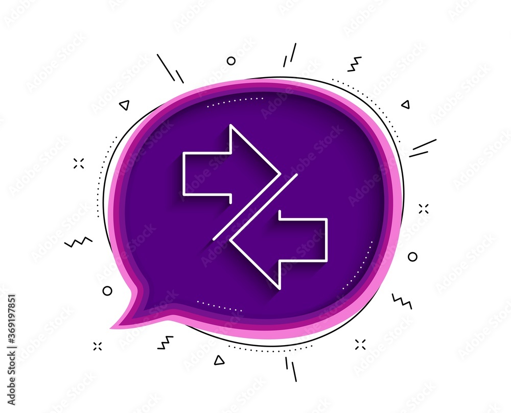 Poster synchronize arrows line icon. chat bubble with shadow. communication arrowheads symbol. navigation p