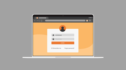 login user interface sign in web element template window on laptop screen application development of website horizontal vector illustration