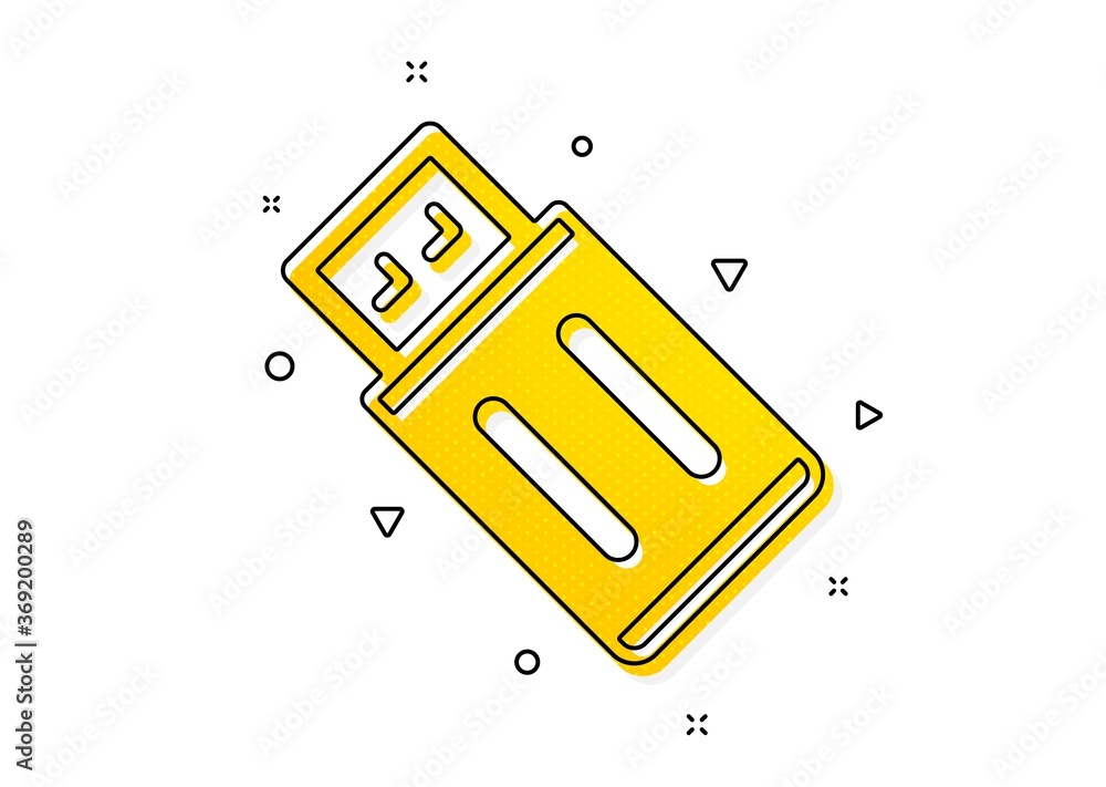 Poster memory stick sign. usb flash drive icon. portable data storage symbol. yellow circles pattern. class
