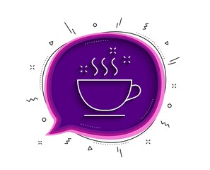 Coffee cup line icon. Chat bubble with shadow. Hot cappuccino sign. Tea drink mug symbol. Thin line coffee cup icon. Vector