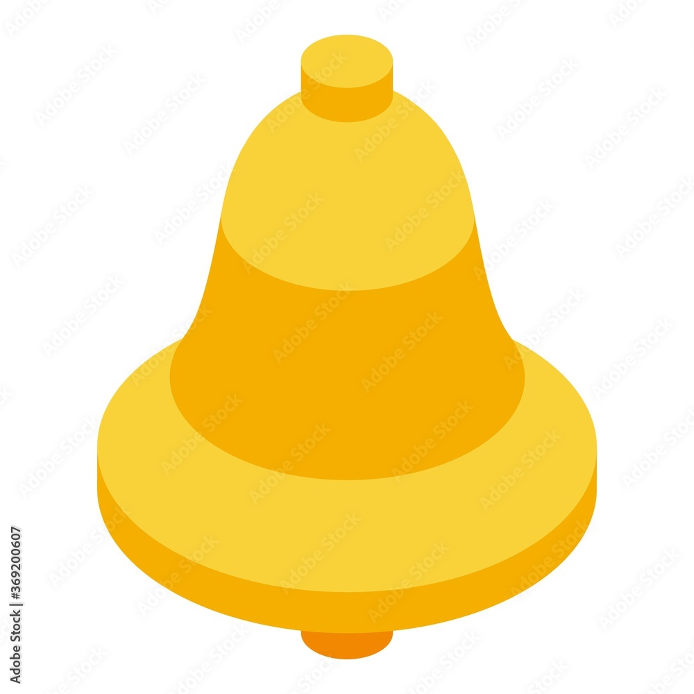 Aufkleber authentication gold bell icon. isometric of authentication gold bell vector icon for web design isol