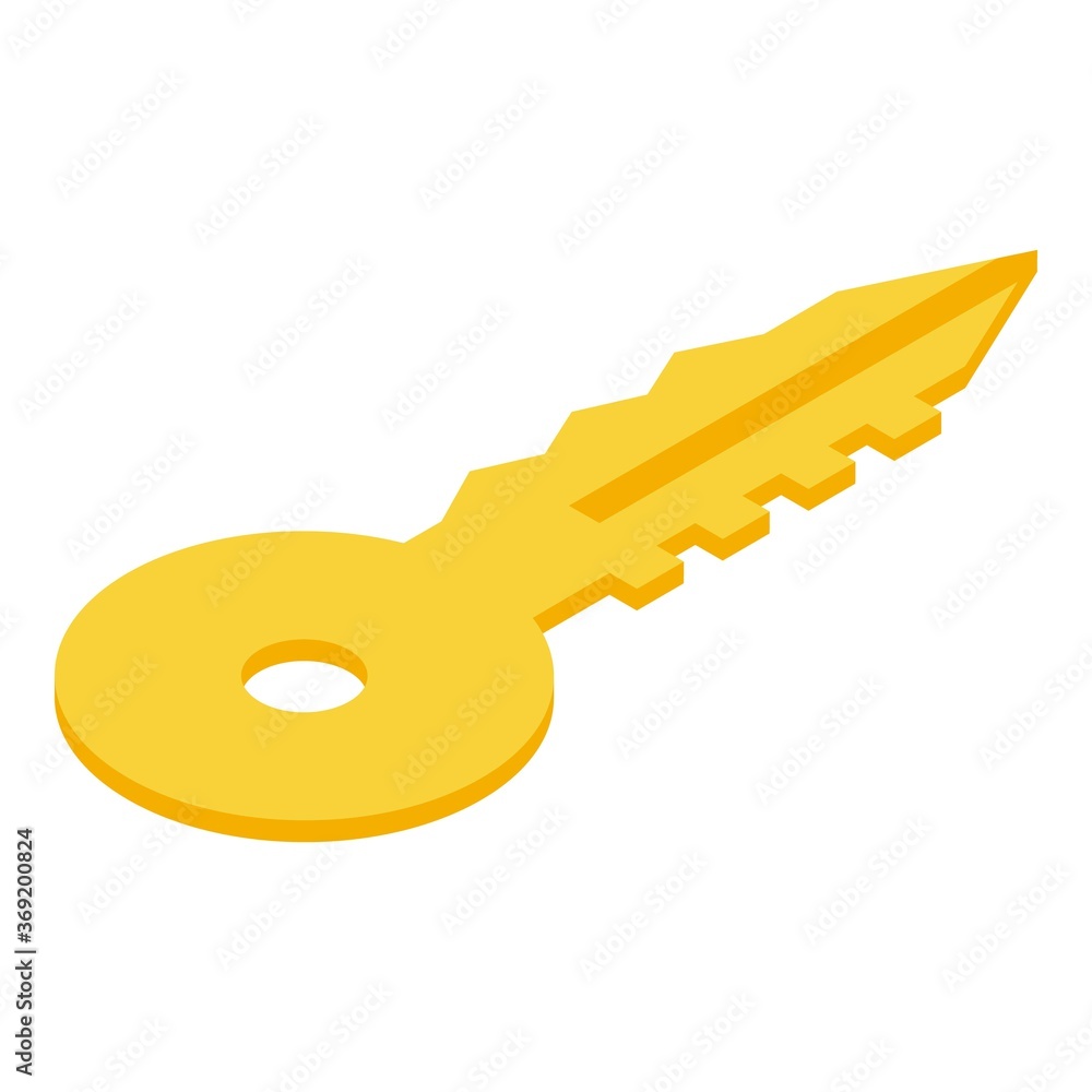 Poster gold key authentication icon. isometric of gold key authentication vector icon for web design isolat