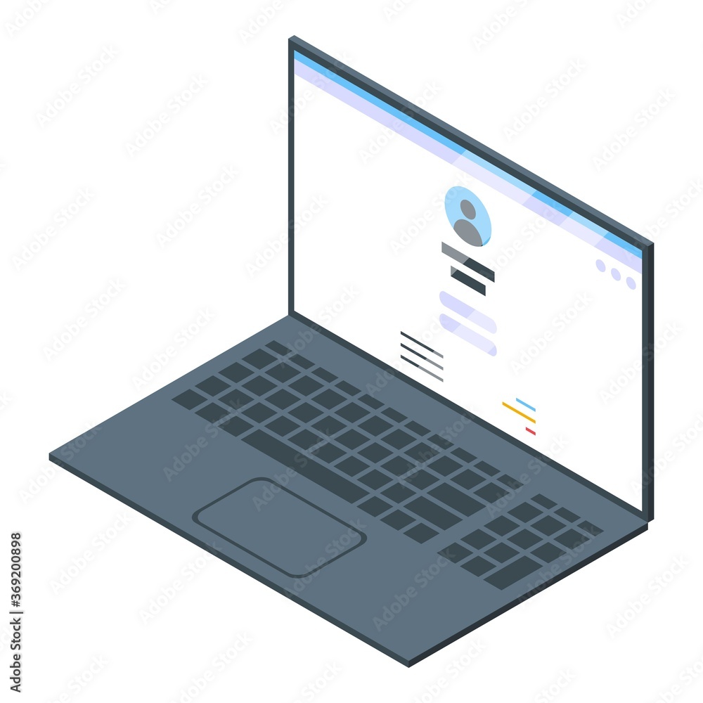 Poster laptop authentication icon. isometric of laptop authentication vector icon for web design isolated o