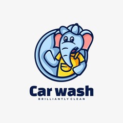 Vector Logo Illustration Car Wash Simple Mascot Style.