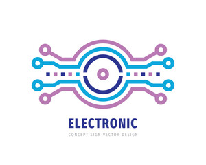 Data digital electronic technology - vector logo template for corporate identity. Abstract computer chip logo sign. Network, internet tech concept illustration. Design element.