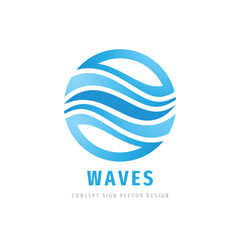 Water waves concept logo design. Abstract shapes in circle logo. Vector illustration. 