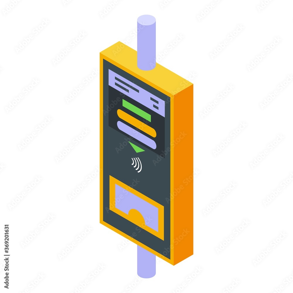 Poster bus ticket nfc payment icon. isometric of bus ticket nfc payment vector icon for web design isolated