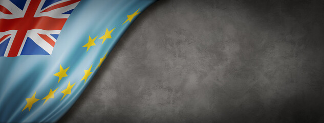 Tuvalu flag on concrete wall banner