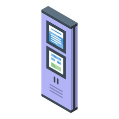 Bus ticket kiosk icon. Isometric of bus ticket kiosk vector icon for web design isolated on white background