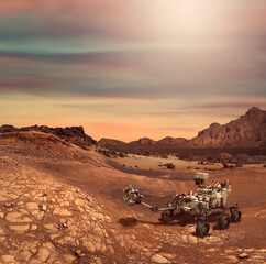 Perseverance rover on the surface of the Planet Mars - obrazy, fototapety, plakaty