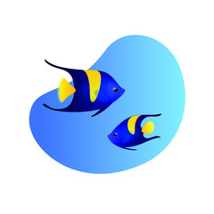 Vector illustration with arabic angelfish. Vector illustration in colorful style.