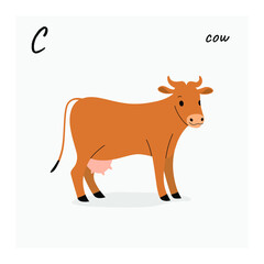 Cartoon cow - cute character for children. Vector illustration in cartoon style.