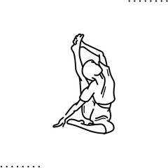 Yoga pose and meditation vector icon in outline