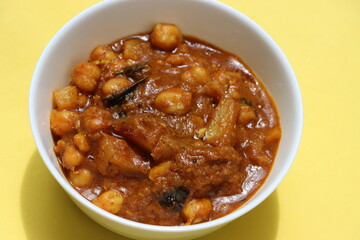 Chole masala or chana Masala, Chickpea curry, spicy gravy, Indian food