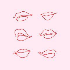 Contour line illustration of lips for beauty salons, cosmetics. 