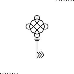 Retro key vector icon in outline