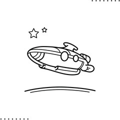 Spaceship in the space vector icon in outline
