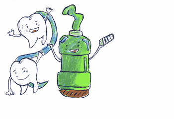 Refreshing Glass Bottle: Isolated Green Liquid Container for Mouthwash, Beer, or Beverage, Handheld Hygiene Essentials