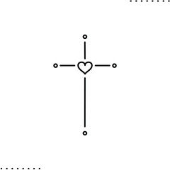 Сross and heart vector icon in outline