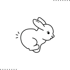 jumping rabbit vector icon in outline