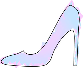 Beautiful shoes of gentle purple color, sketch, imitation of watercolor, simple flat vector illustration