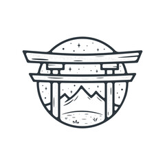 japanese gate vintage illustration vector