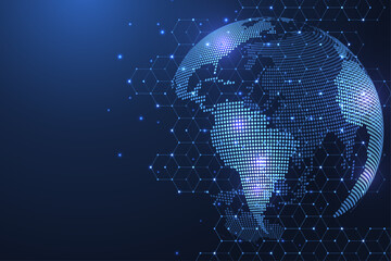 Global network connection. World map point and line composition concept of global business. Internet technology. Social network. Vector Illustration