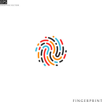 Colorful fingerprint. Isolated icon on white background. Creative design 