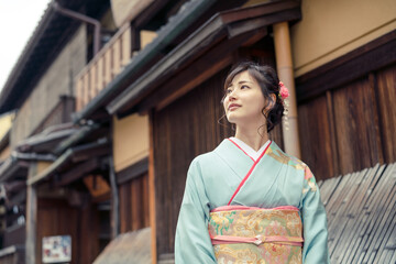 着物の女性　京都観光　祇園