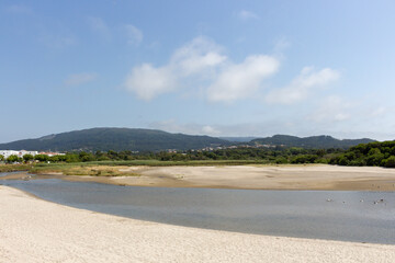 Mouth of the Âncora River and its estuary in Vila Praia de Ancora, Portugal.