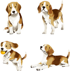 beagle puppies isolated on white - obrazy, fototapety, plakaty