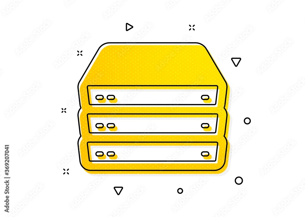 Poster pc component sign. servers icon. big data storage symbol. yellow circles pattern. classic servers ic