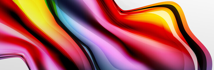 Vector abstract background, flowing liquid style bubble with metallic, color quicksilver chrome texture and color glow effects