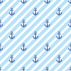 seamless pattern with anchors and stripes