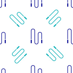 Blue Jump rope icon isolated seamless pattern on white background. Skipping rope. Sport equipment. Vector Illustration.