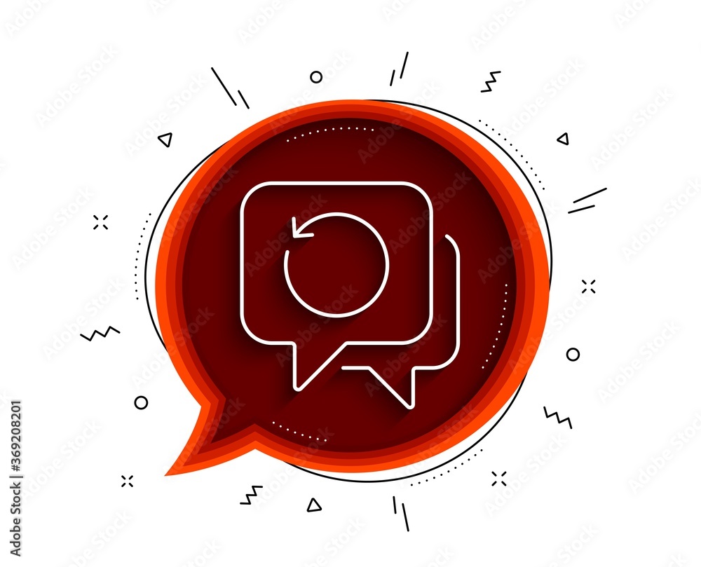 Poster recovery info line icon. chat bubble with shadow. backup data sign. restore information symbol. thin