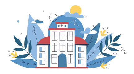 online clinicMultidisciplinary hospital concept, online healthcare clinic, visit planner, first aid website concept. Medical staff and online medical help app or website.