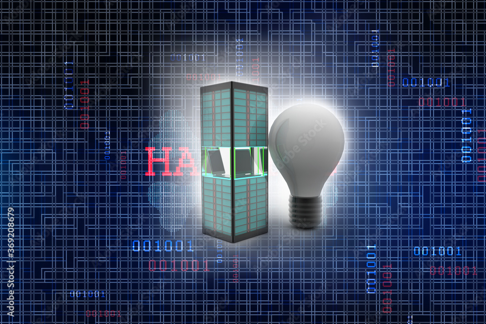 Aufkleber 3d rendering led white light bulb with database