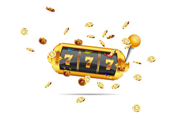 Golden slot machine wins the jackpot. - 369208822