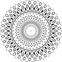 Indian decorative mandala. Black and white texture. Abstract pattern for tattoo and any kind of prints fabric design. Vector illustration