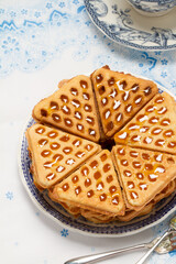 Homemade waffles with salted caramel