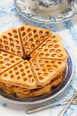 Homemade waffles with salted caramel