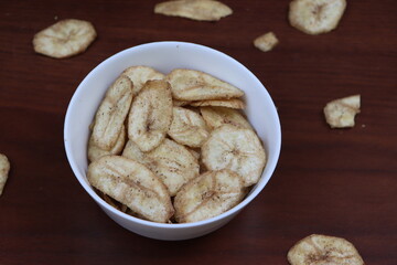 Banana or kela chips, deep fried Snack, traditional savory of south India