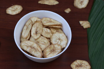 Banana or kela chips, deep fried Snack, traditional savory of south India